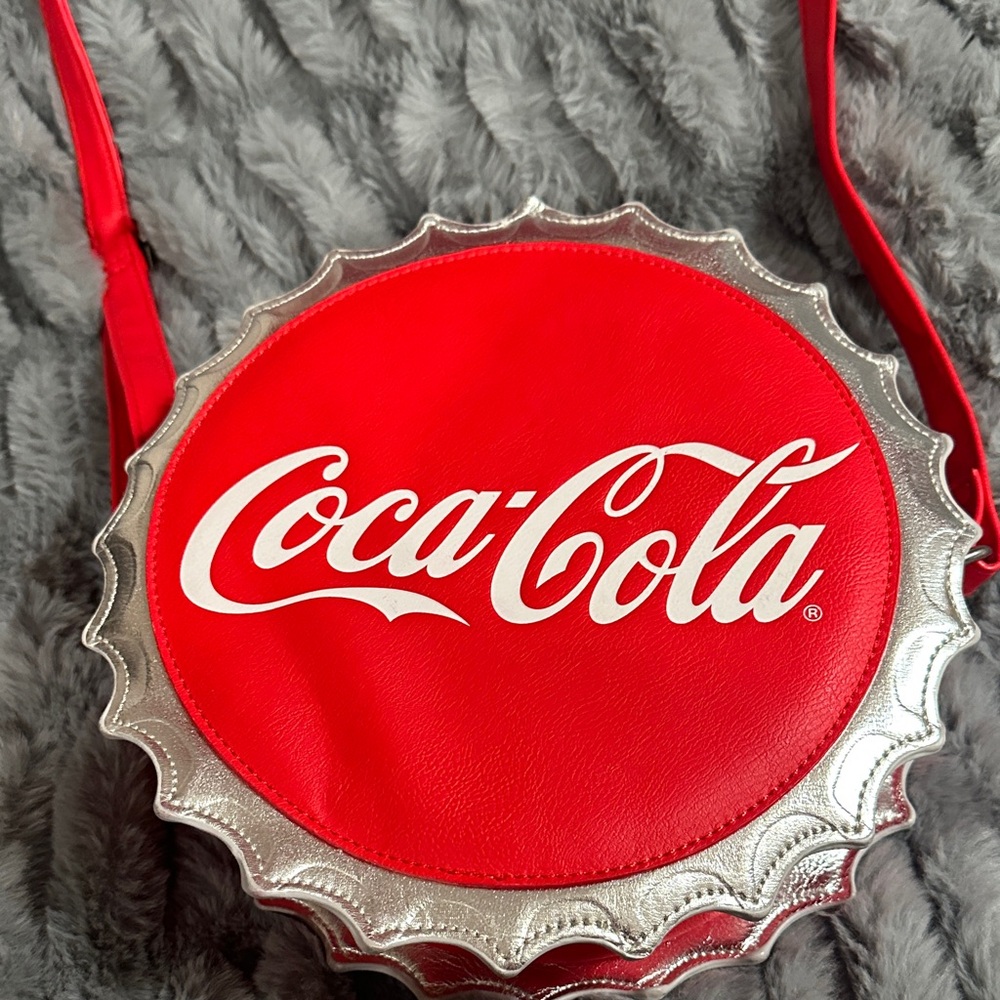 Coca-Cola Red and Silver Bottle Cap Bag